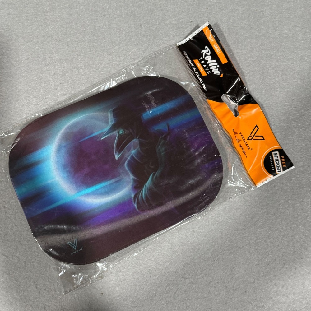 V Syndicate Rolling Tray Small Purple Dark Traveler Plague Doctor Magnetic Lid
